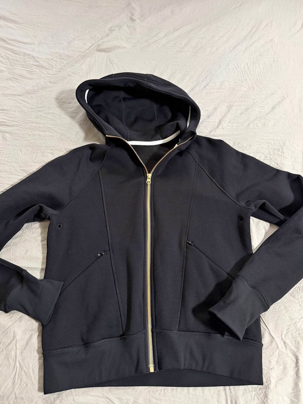 Lululemon Black Zip-Up Hoodie with Gold Zipper